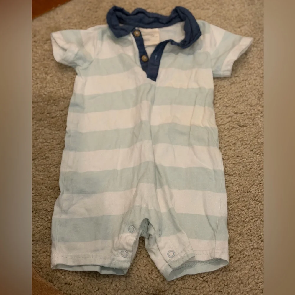 First Impressions Blue and White Baby Romper